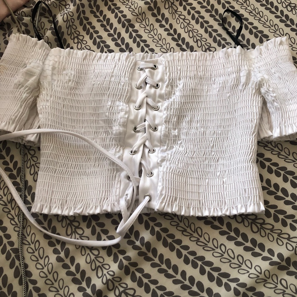Off the shoulder lace up top